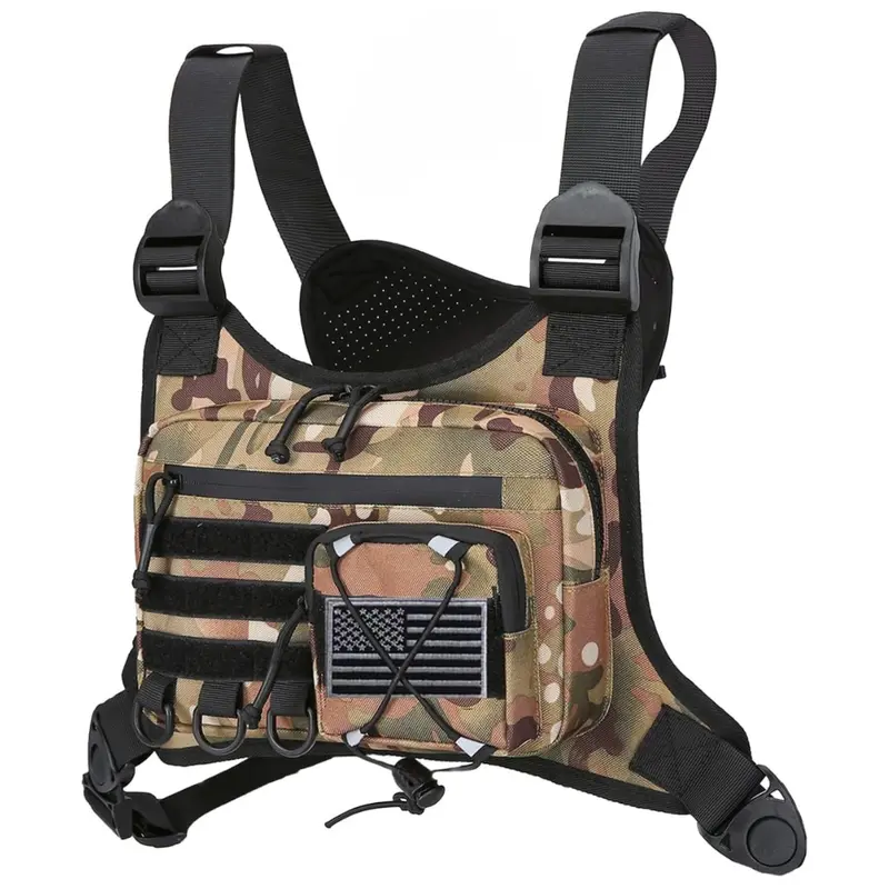 Outdoor-Brusttasche mit verstellbaren Trageriemen und Reißverschluss-Fach