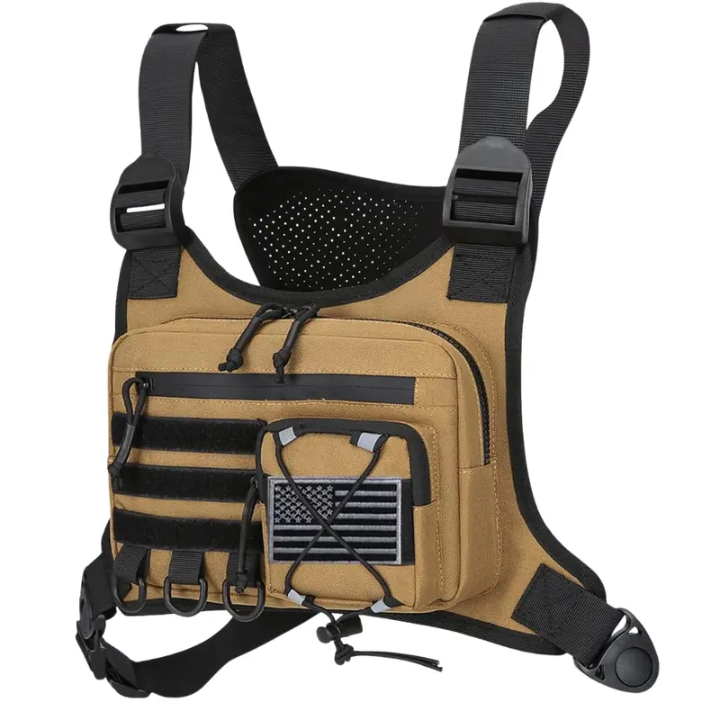 Outdoor-Brusttasche mit verstellbaren Trageriemen und Reißverschluss-Fach
