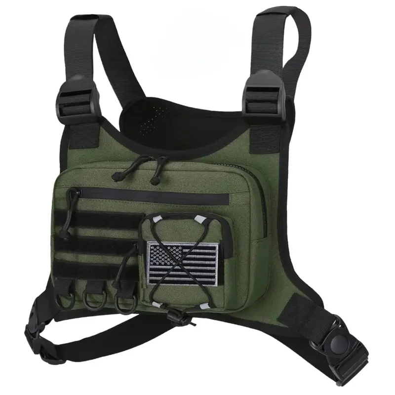 Outdoor-Brusttasche mit verstellbaren Trageriemen und Reißverschluss-Fach