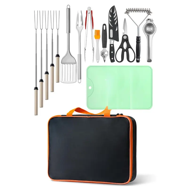 Outdoor-Kochutensilien-Set mit Edelstahl-Tools und Reisetasche