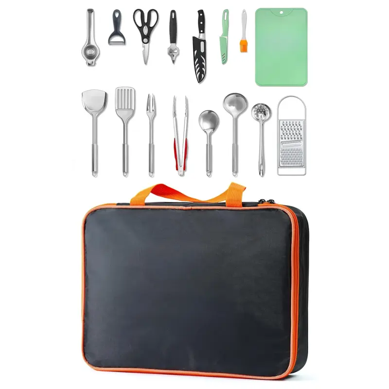 Outdoor-Kochutensilien-Set mit Edelstahl-Tools und Reisetasche 2