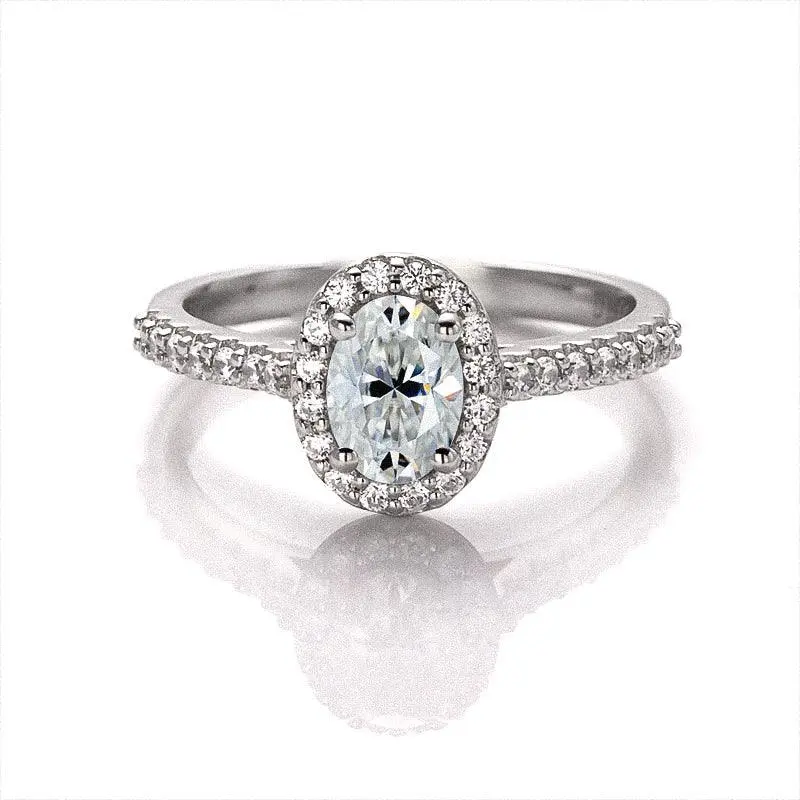 Ovaler Moissanit-Halo-Ring 2