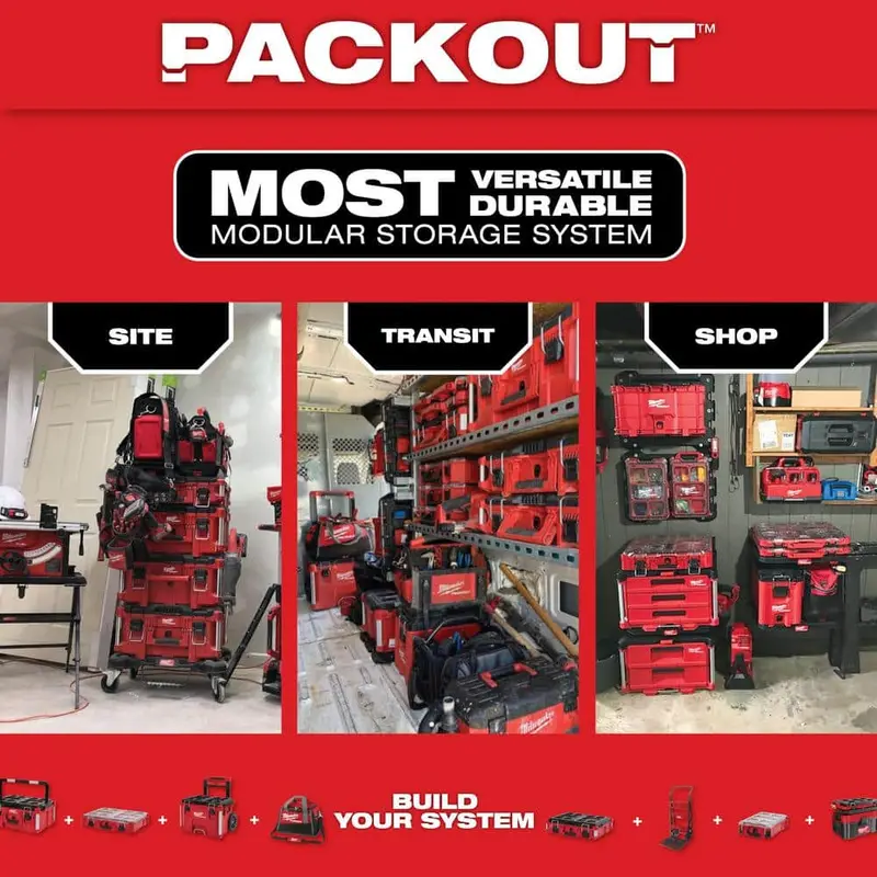 PACKOUT Rollwerkzeugkasten, 55 cm, inkl. 55-cm-Groß- und 55-cm-Mittel-Werkzeugkasten (Modellnummern 8426-8425-8424)