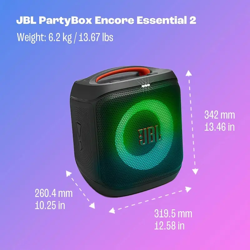 PartyBox Encore Essential 2 – tragbarer Lautsprecher mit 15 Stunden Wiedergabedauer und IPX4-Schutz
