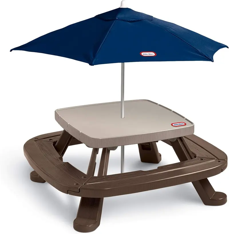 Picknicktisch mit Marktschirm, braun 2