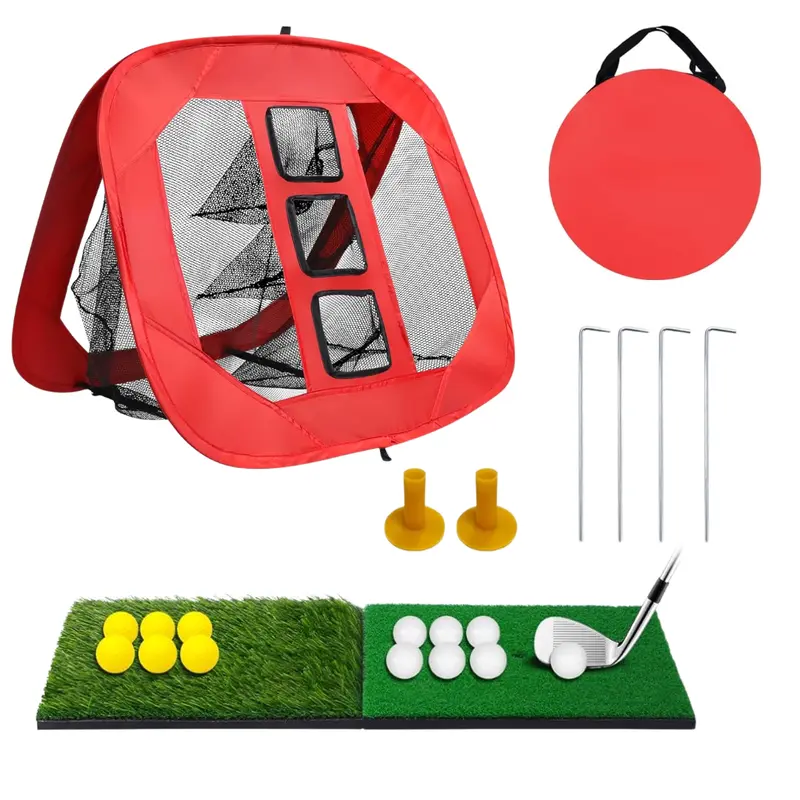 Pop-up-Golf-Chipping-Zielnetz-Set mit Schlagmatten, Bällen und Tasche 2