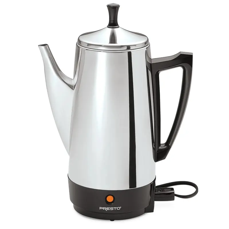 Presto Kaffeemaschine aus Edelstahl, 12-Tassen-Kaffeeperkolator, silber – 2,79