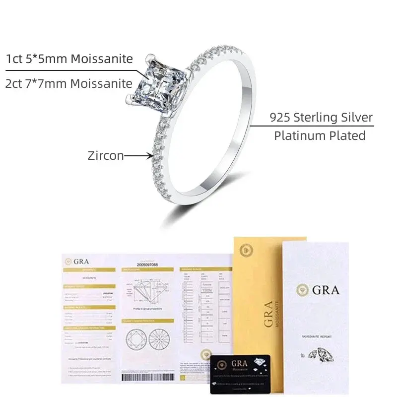 Prinzessin-Schliff-Moissanit-Ring