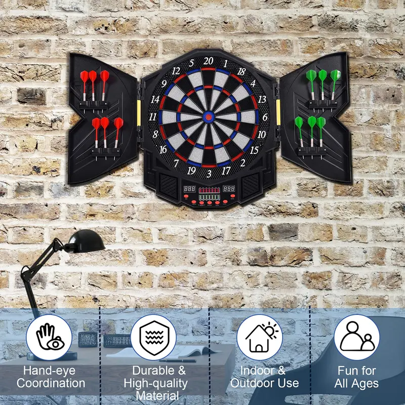 Professionelles elektronisches Dartboard im Schrank mit LED-Anzeige