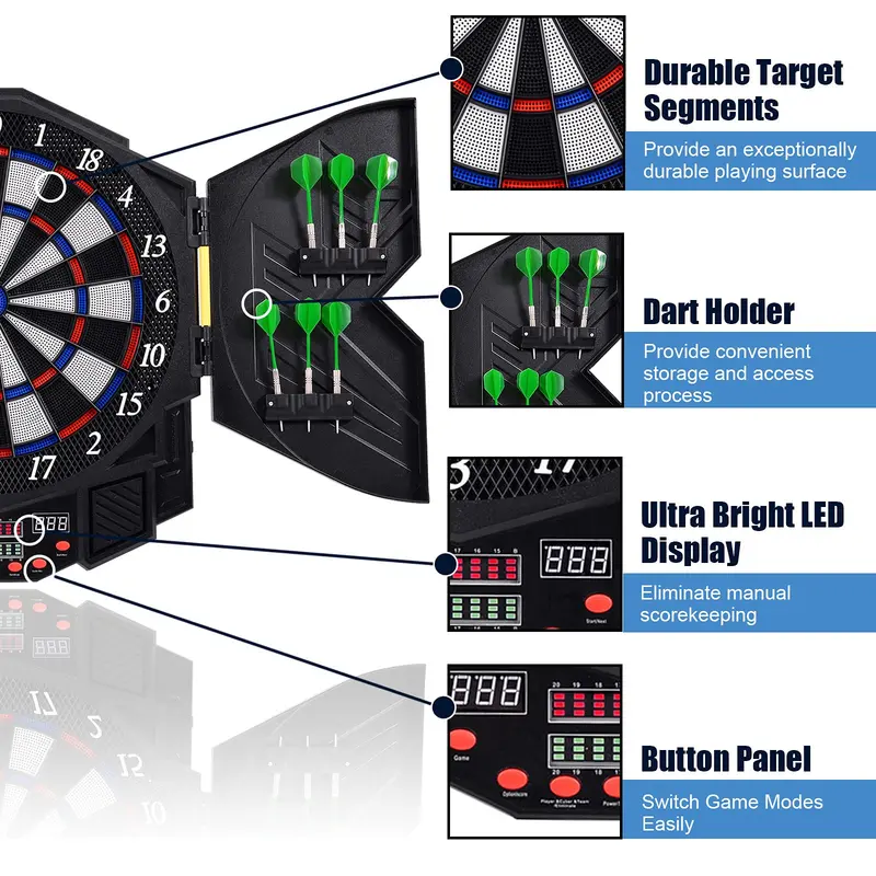 Professionelles elektronisches Dartboard im Schrank mit LED-Anzeige