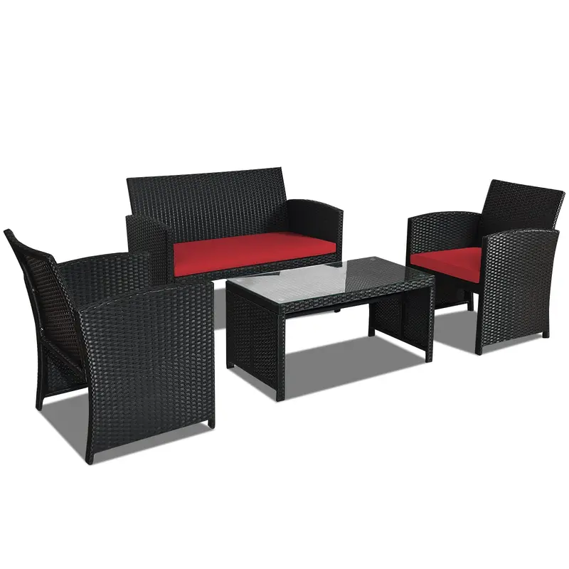 Rattan-Patio-Möbelset, Outdoor-Wicker-Gesprächssofa