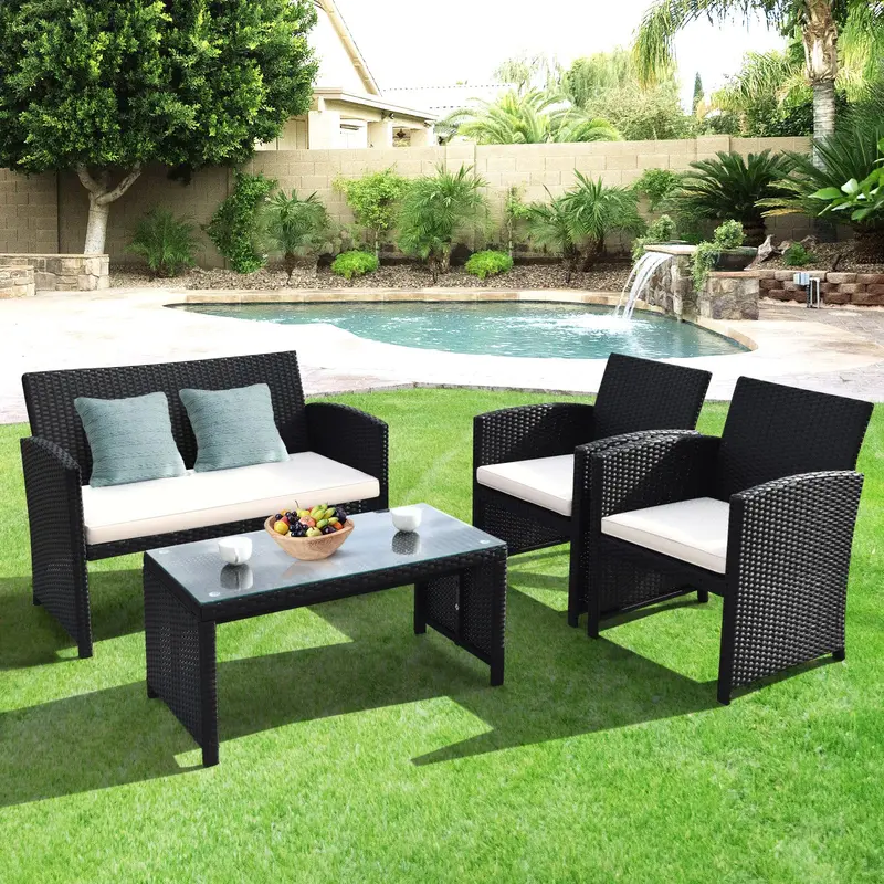 Rattan-Patio-Möbelset, Outdoor-Wicker-Gesprächssofa