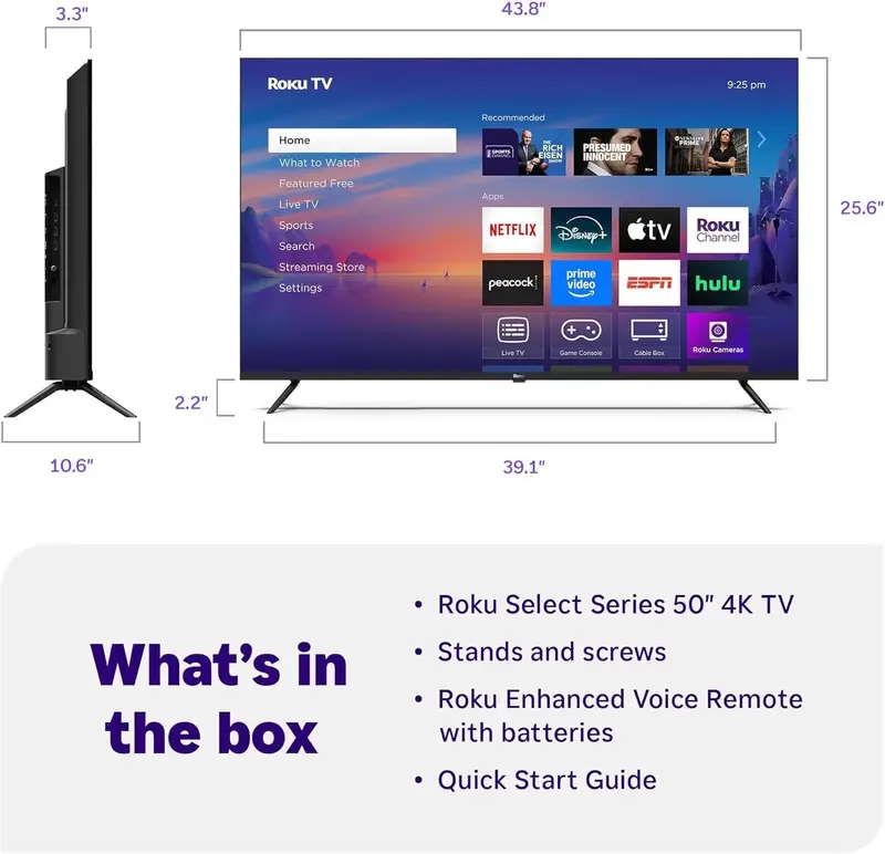 Roku 50" Select Series 4K HDR Smart-TV mit Sprachfernbedienung