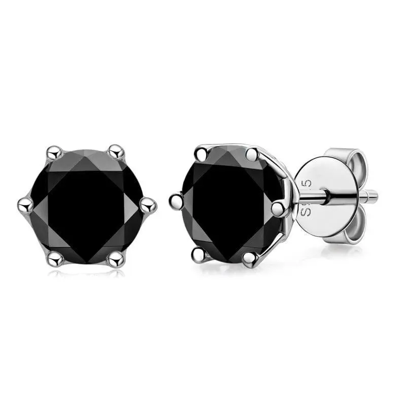 Runde schwarze Steinstud-Ohrringe