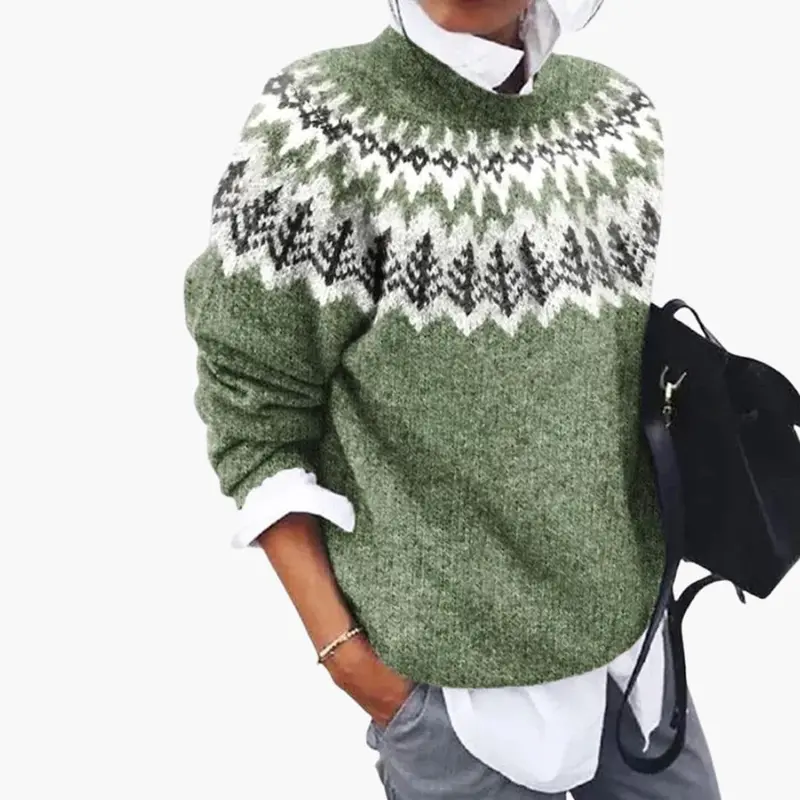 Rundhals-Pullover mit Rippenstruktur für Frauen