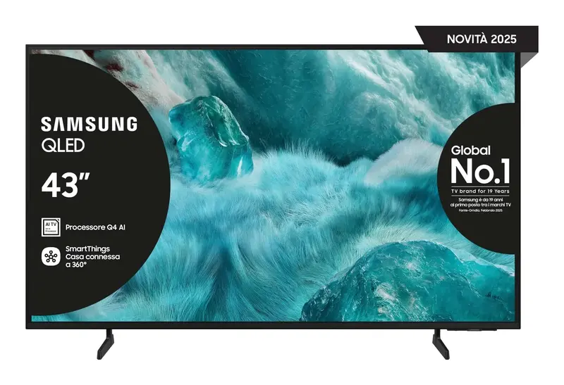 Samsung QLED Q7F 4K Smart-TV, 43 Zoll (108 cm), mit AI-Vision, 100 % Farbvolumen dank Quantum Dot, HDR10+, Q4 AI-Prozessor, One UI Tizen, WLAN, Bluetooth 5.3 und Motion Xcelerator