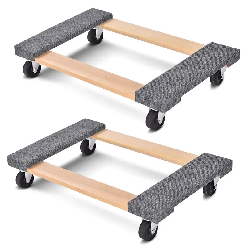 Schwerlast-Möbelroller aus Holz (30" x 18" mit Teppichschutz am Ende)