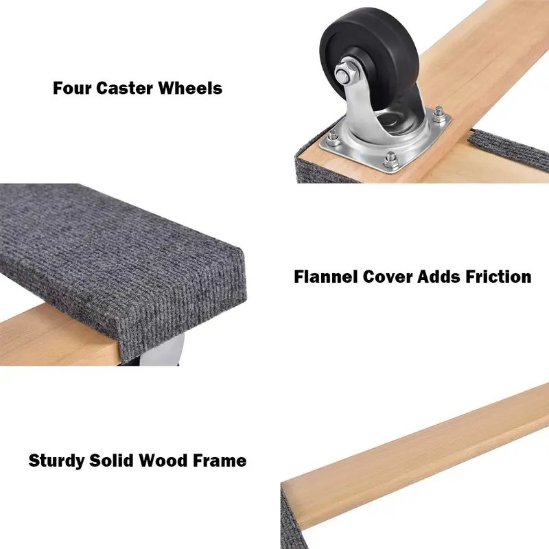 Schwerlast-Möbelroller aus Holz (30" x 18" mit Teppichschutz am Ende)