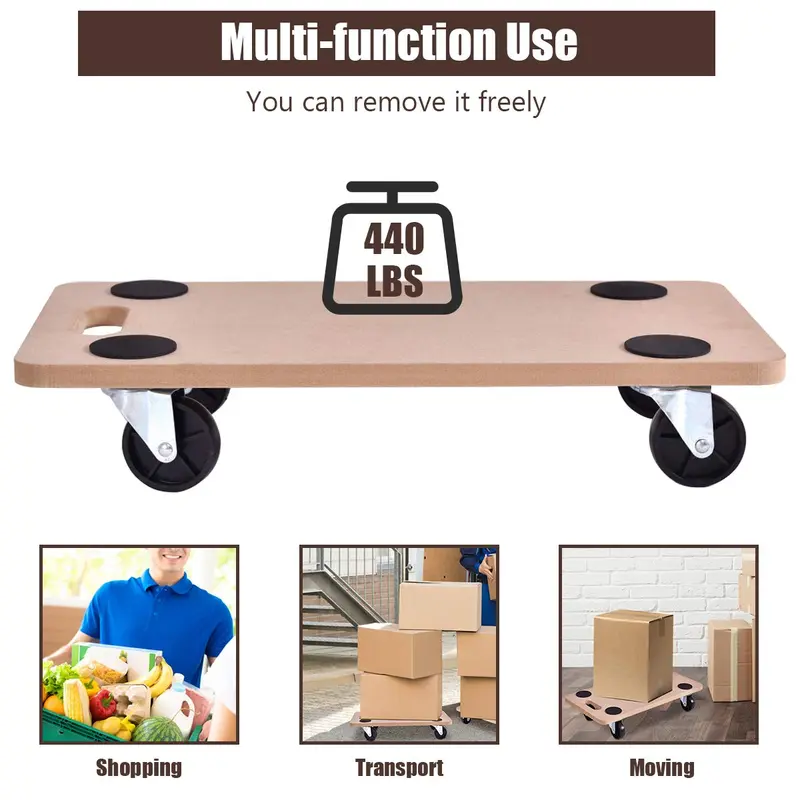Schwerlast-Transportroller für Möbel aus Holz – Beweglicher Möbelroller für Umzüge (23" x 11,5" Plattform)