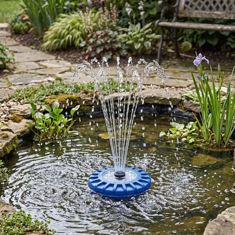 Schwimmender Poolbrunnen mit LED-Leuchten und wiederaufladbarer Wasserpumpe
