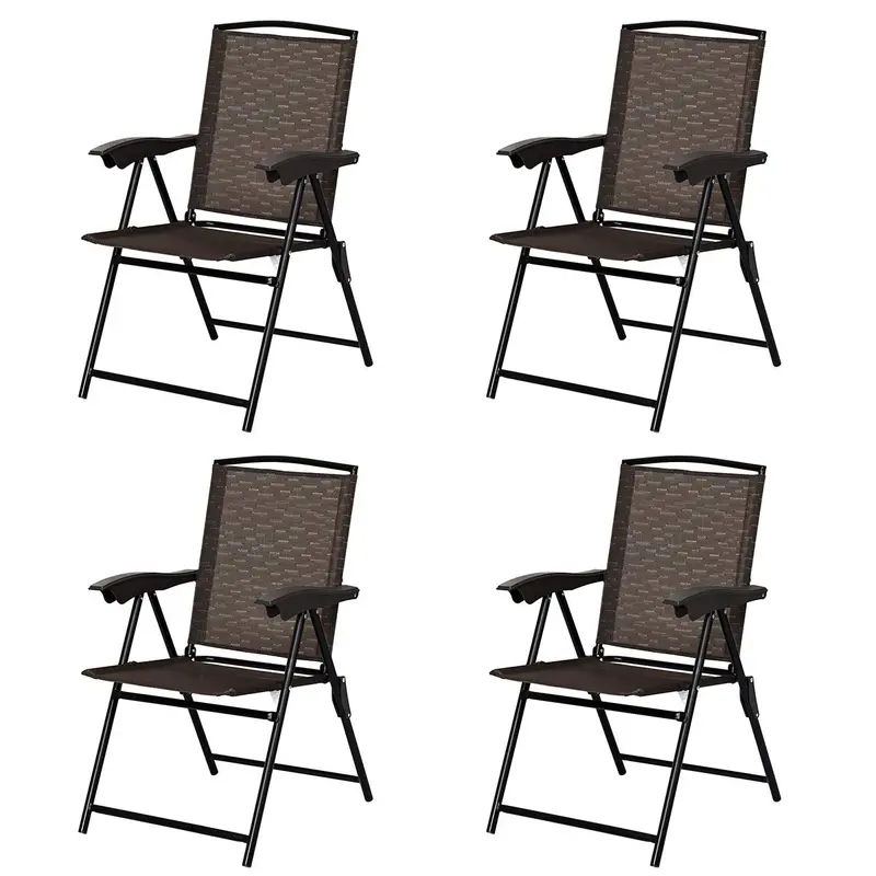 Set aus 4 klappbaren Sling-Stühlen, tragbare Stühle