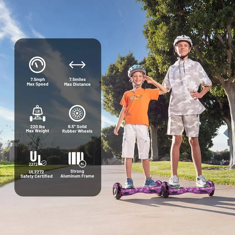 SIMATE 6,5-Zoll-Hoverboard mit Bluetooth und LED-Beleuchtung