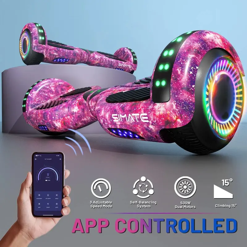 SIMATE 6,5-Zoll-Hoverboard mit Bluetooth und LED-Beleuchtung