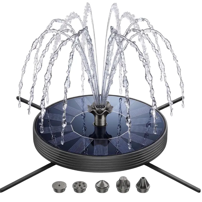 Solar-Brunnenpumpe für Vogelbad mit Glasscheibe und 6 Düsen