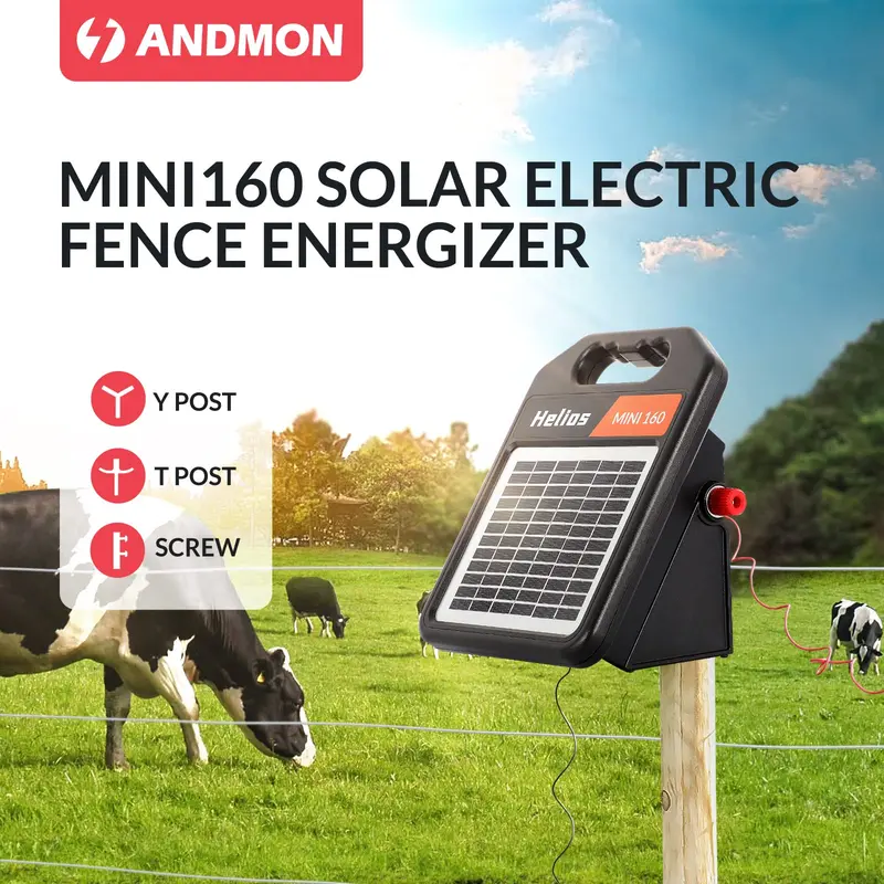 Solar-Elektrozaun-Energizer mit 16 km Reichweite und Tag-/Nacht-Modus, tragbarer Solar-Elektrozaun-Energizer mit 0,16 J und wiederaufladbarer Solarzelle für 24-Stunden-Dauerbetrieb – Elektrozaun-Energizer für zuverlässigen Schutz
