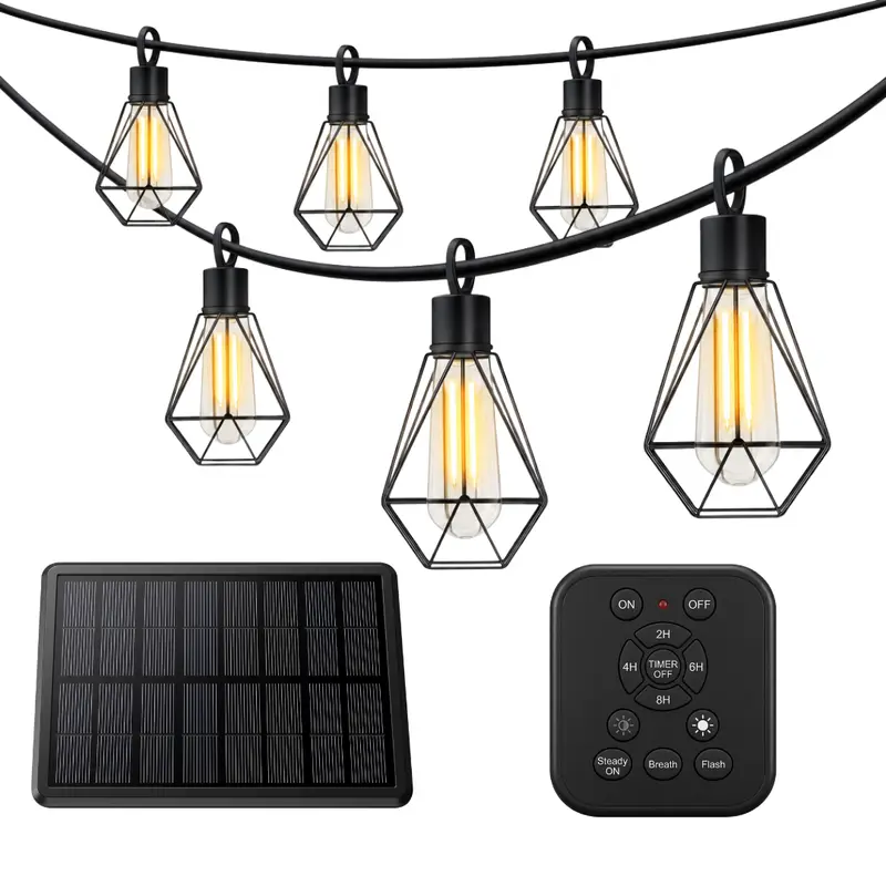 Solar-Leuchtketten mit Fernbedienung und USB-Aufladung für Terrasse und Garten