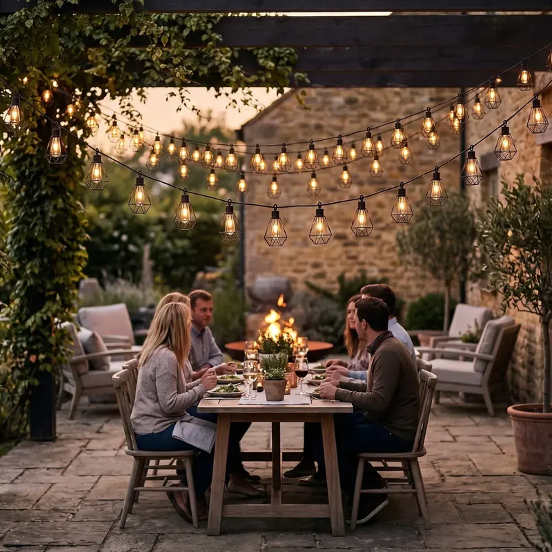 Solar-Leuchtketten mit Fernbedienung und USB-Aufladung für Terrasse und Garten 2