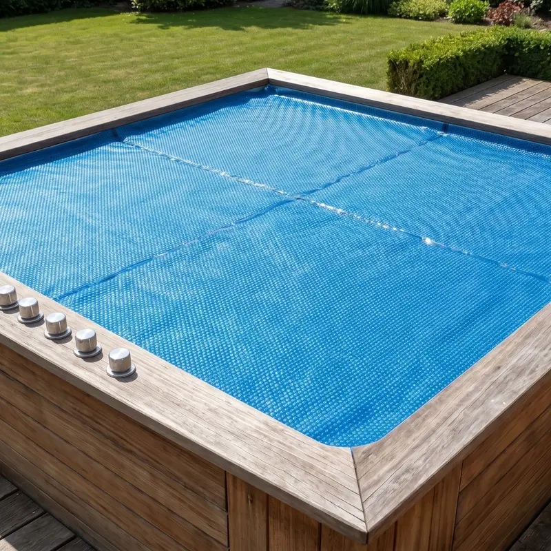 Solar-Poolabdeckung 9 x 9 ft, 16 Mil, mit Blasenstruktur – wärmespeichernde Spa-Abdeckung