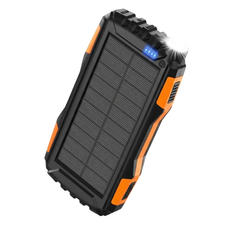 Solar-Powerbank mit 42.800 mAh, tragbares Ladegerät mit Taschenlampe und USB-Anschlüssen