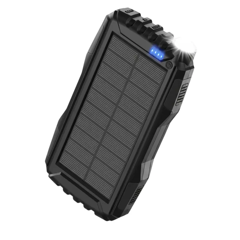 Solar-Powerbank mit 42.800 mAh, tragbares Ladegerät mit Taschenlampe und USB-Anschlüssen