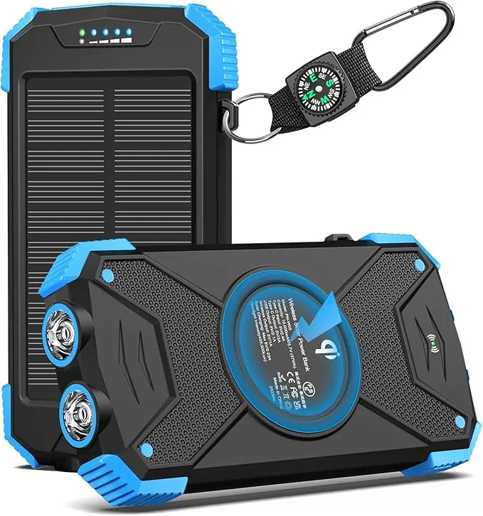 Solarladegerät mit Powerbank, 10.000 mAh, tragbar, 20 W, kabelloses Ladegerät 2