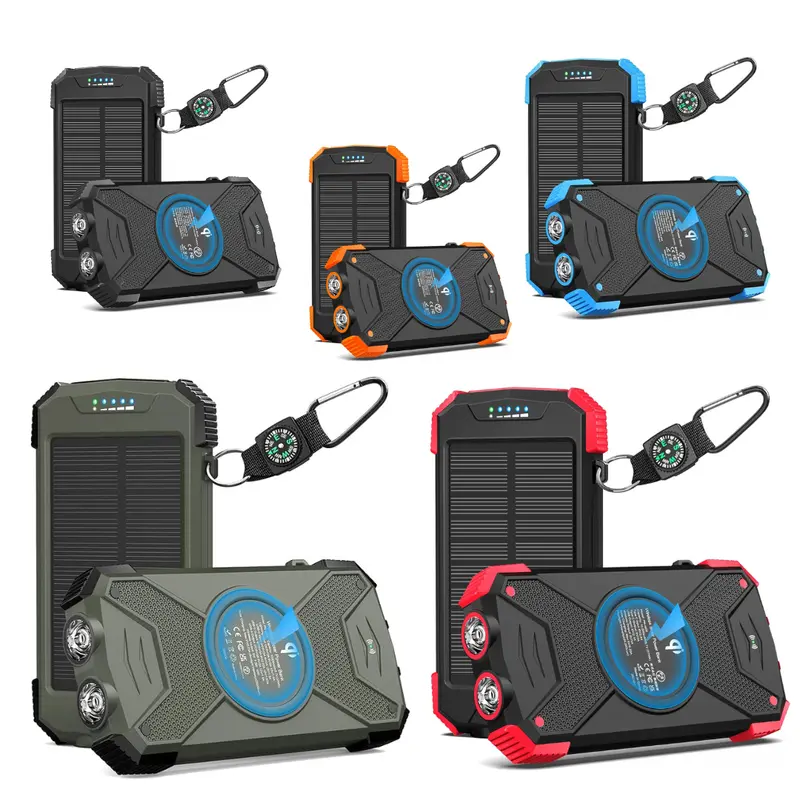Solarladegerät mit Powerbank, 10.000 mAh, tragbar, 20 W, kabelloses Ladegerät