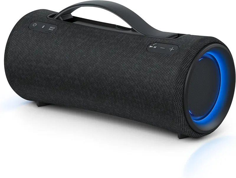 Sony SRS-XG300 – Tragbarer kabelloser Bluetooth-Lautsprecher mit kräftigem Partysound und dynamischer Beleuchtung – wasserdicht, bis zu 25 Stunden Akkulaufzeit, Smartphone- und Schnellladefunktion – Schwarz