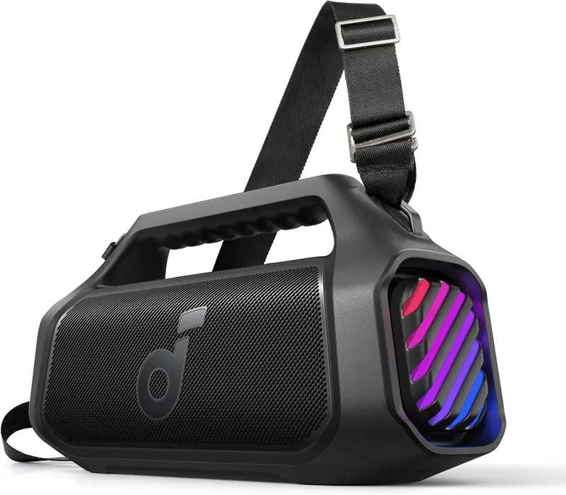 soundcore Boom 2 Plus Outdoor-Lautsprecher, 140 W, 2+2-Kanal, BassUp 2.0, 20 Stunden Akkulaufzeit, Schnellladung, IPX7-Wasserschutz, RGB-Beleuchtung, USB-C-Anschluss, Powerbank-Funktion, Bluetooth 5.3, tragbarer Bluetooth-Lautsprecher für Camping