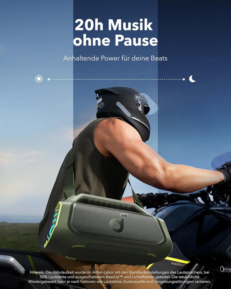 soundcore Boom 2 Plus Outdoor-Lautsprecher, 140 W, 2+2-Kanal, BassUp 2.0, 20 Stunden Akkulaufzeit, Schnellladung, IPX7-Wasserschutz, RGB-Beleuchtung, USB-C-Anschluss, Powerbank-Funktion, Bluetooth 5.3, tragbarer Bluetooth-Lautsprecher für Camping