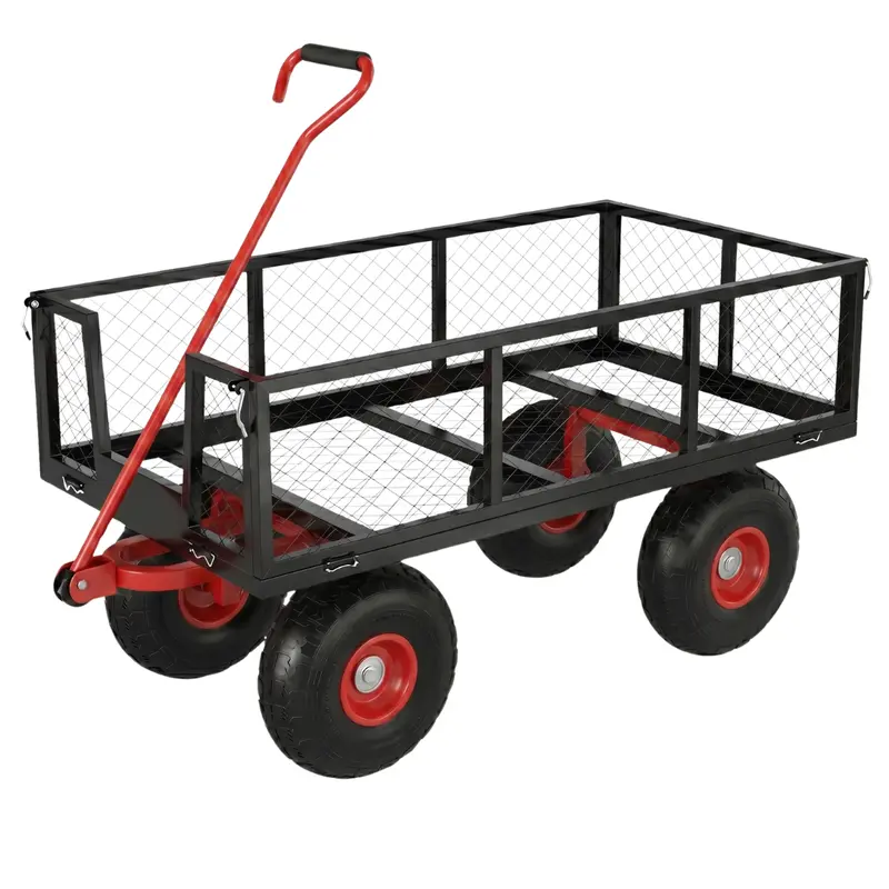 Stahl-Handwagen mit 227 kg Tragfähigkeit und abnehmbaren Maschenseitenwänden