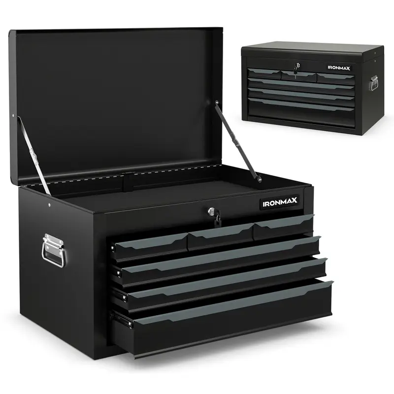 Stahl-Toolbox, 60-cm-Werkzeugkasten mit 6 Schubladen, oberem Staufach und automatischem Verriegelungssystem