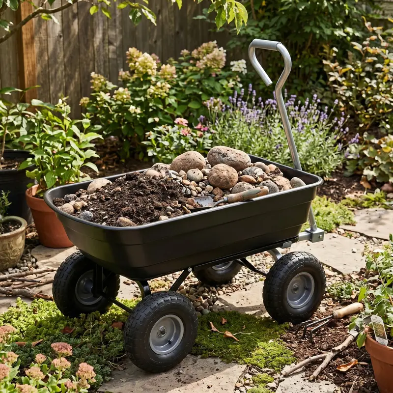 Stahlrahmen-Transportwagen mit 272 kg Tragfähigkeit für Garten und Außenbereich