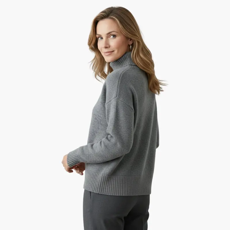 Strickpullover mit Rippstruktur für Damen – figurbetonter Rollkragen 2