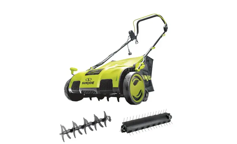 Sun Joe AJ805E elektrischer Rasenentmooser mit Sammelbeutel, 38 cm (15 Zoll), 13 A