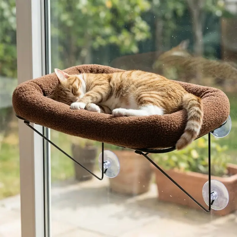 Sunbeam Fenster-Katzenhocker mit Metall-Stützrahmen und waschbarem Sherpa-Bett