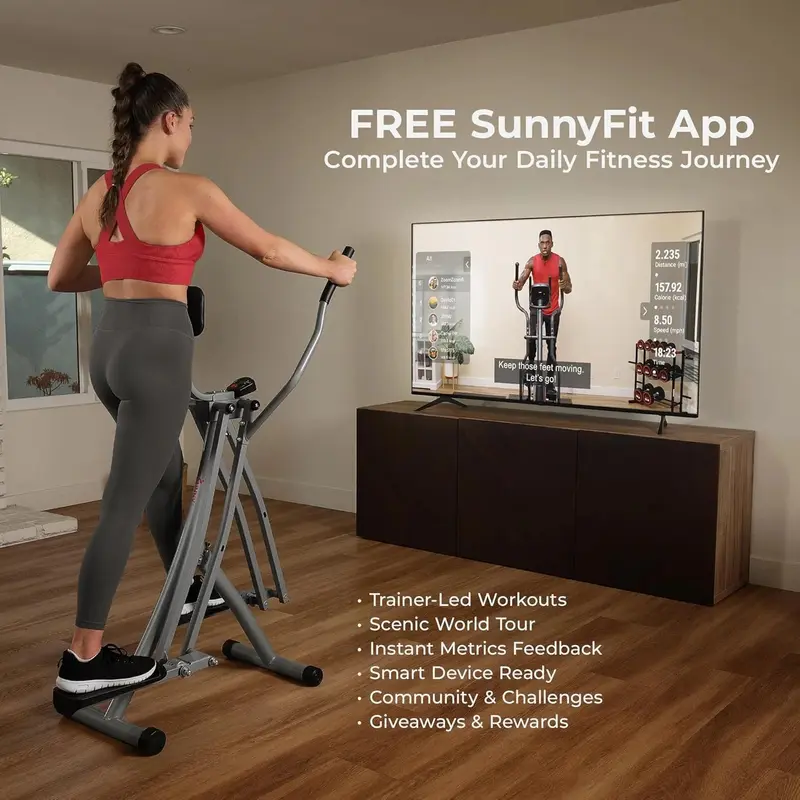 Sunny Health & Fitness Smart Air Walker Elliptical – Low-Impact-Heimtrainer mit 76 cm Schrittlänge, Cross-Trainer für Senioren zur Indoor-Kardio-Training, inkl. kostenloser SunnyFit-App mit Bluetooth-Verbindung – Modell SF-E902SMART 2