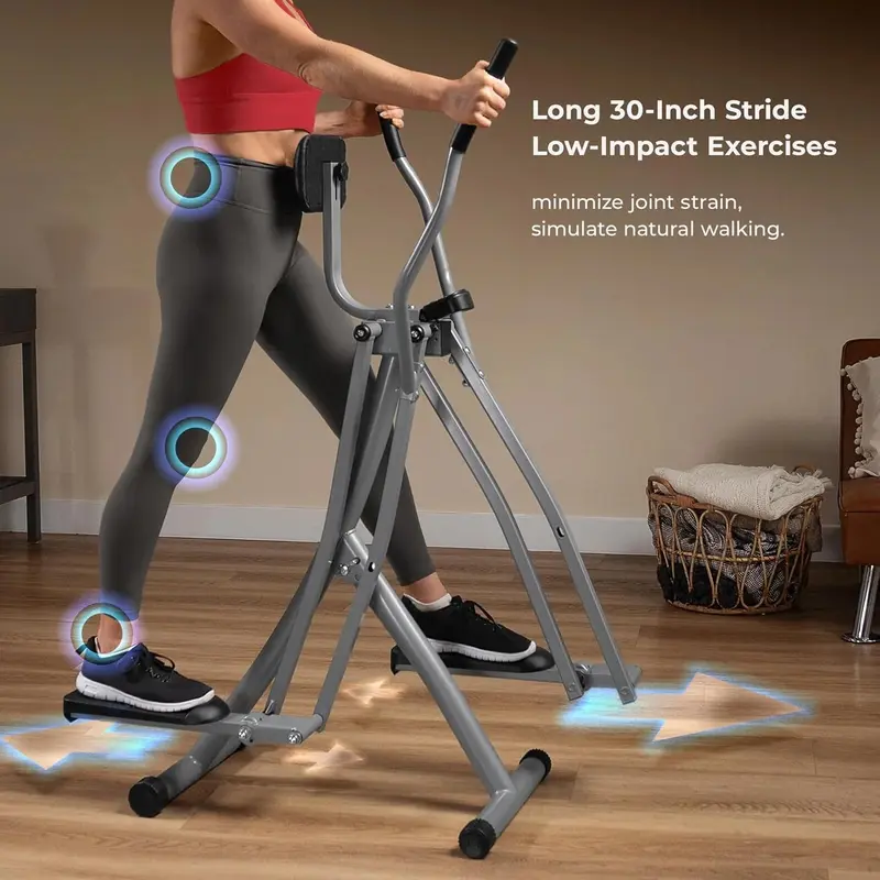 Sunny Health & Fitness Smart Air Walker Elliptical – Low-Impact-Heimtrainer mit 76 cm Schrittlänge, Cross-Trainer für Senioren zur Indoor-Kardio-Training, inkl. kostenloser SunnyFit-App mit Bluetooth-Verbindung – Modell SF-E902SMART