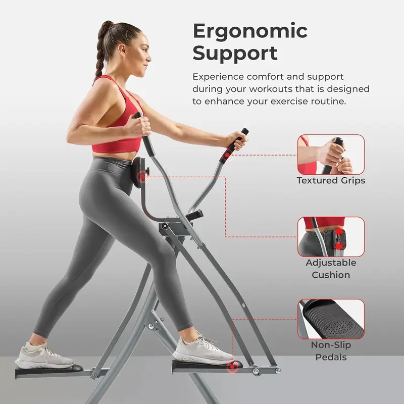 Sunny Health & Fitness Smart Air Walker Elliptical – Low-Impact-Heimtrainer mit 76 cm Schrittlänge, Cross-Trainer für Senioren zur Indoor-Kardio-Training, inkl. kostenloser SunnyFit-App mit Bluetooth-Verbindung – Modell SF-E902SMART