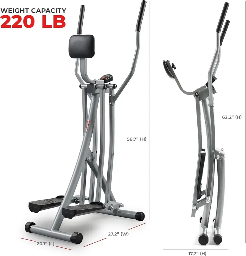 Sunny Health & Fitness Smart Air Walker Elliptical – Low-Impact-Heimtrainer mit 76 cm Schrittlänge, Cross-Trainer für Senioren zur Indoor-Kardio-Training, inkl. kostenloser SunnyFit-App mit Bluetooth-Verbindung – Modell SF-E902SMART