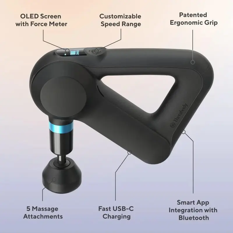 TheraGun Elite – ultraschallisches Percussion-Massagegerät für tiefe Gewebemassage und Muskelentspannung, handgeführtes elektrisches Massagegerät ideal zur Entspannung von Nacken, Rücken und dem gesamten Körper, mit Bluetooth- und USB-C-Ladefunktion, 5. Generation